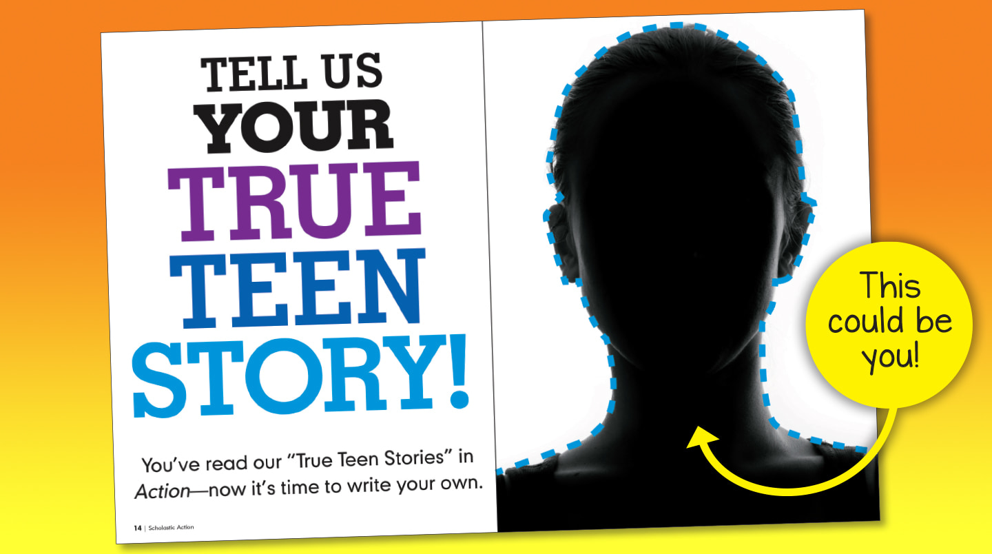 a silhouette of a face with the text "Tell Us Your True Teen Story"