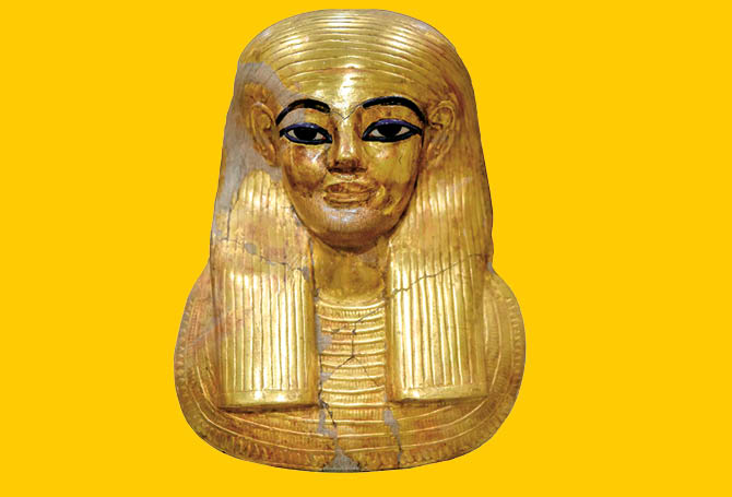 Image of a golden mummy death mask