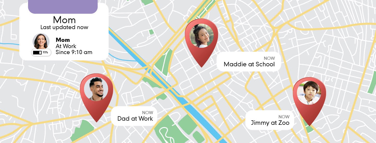 Image of a map showing locations of Jimmy, Maddie, Dad, and Mom