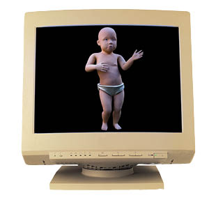 Image of a digital baby dancing on a computer screen